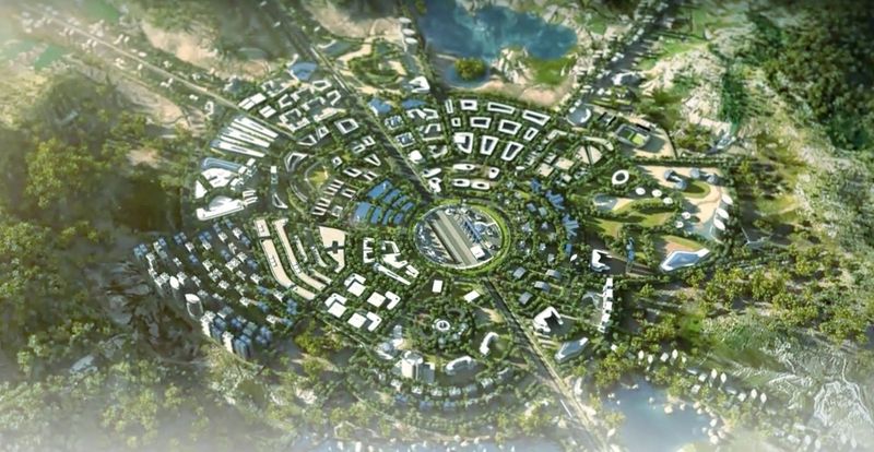 Фото: визуализация концепции «Аэротрополис» от профессора Джона Касарды, фото: https://www.youtube.com/watch?v=mhXH6hoeaYc