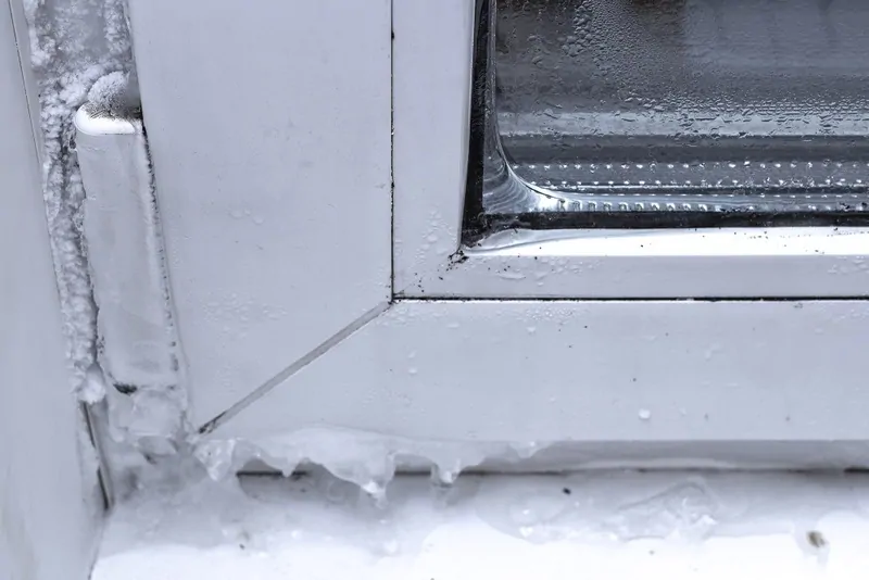 Фото: через негерметичный стык окна и стены проходит холодный воздух, и наледь будет на любом окне. © Depositphotos.com 