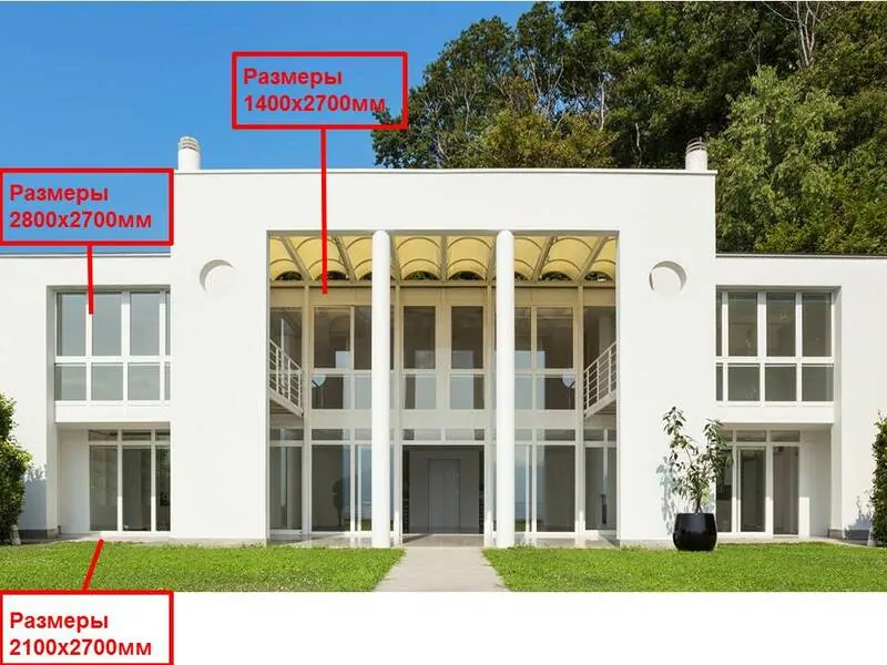 Фото: шикарный дом в современном стиле с панорамным остеклением – нравится вам, как выглядят окна? Размеры указаны в формате ширина х высота, © depositphotos 