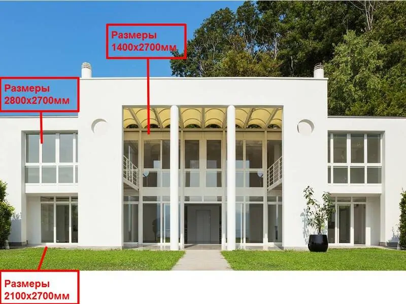 Фото: шикарный дом в современном стиле с панорамным остеклением – нравится вам, как выглядят окна? Размеры указаны в формате ширина х высота, © depositphotos 
