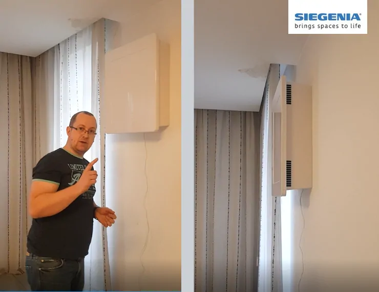 Фото: Устройство AEROVITAL ambience smart в квартире в Санкт-Петербурге помогает проветривать без шума и пыли при закрытых окнах. © SIEGENIA