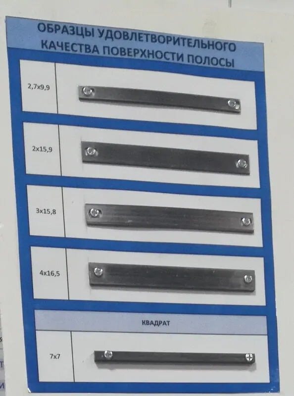 Фото: образцы с указанием допустимых по качеству образцов нагартованной стальной ленты в ОТК ЮНИОН, © oknamedia.ru
