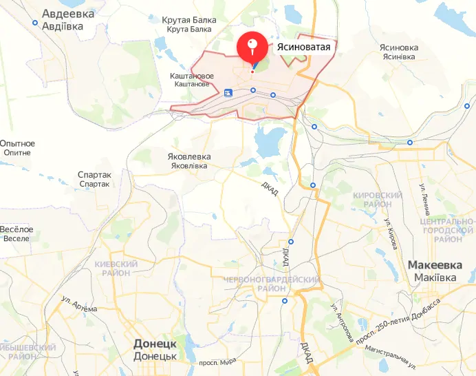 Фото: Ясиноватая на карте, © oknamedia.ru, окна днр