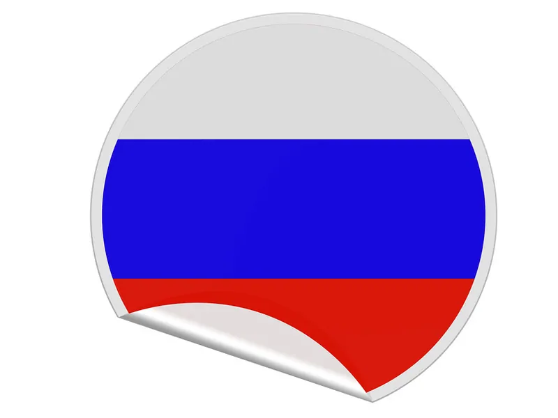 Фото: Наклейки с флагом России выпускают в разной форме. © Фотобанк Лори