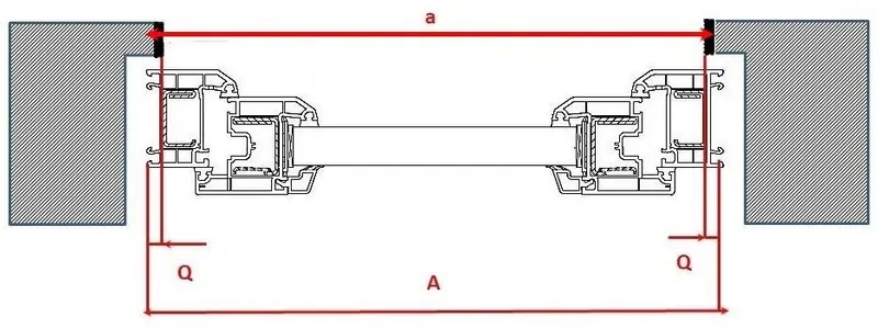 Фото: Схема самостоятельного замера ширины окна в проеме с четвертью. © oknamedia 