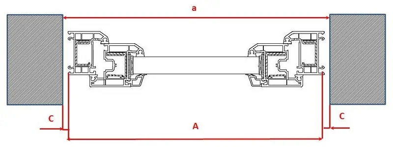 Фото: Схема самостоятельного замера ширины окна в проеме без четверти. © oknamedia 