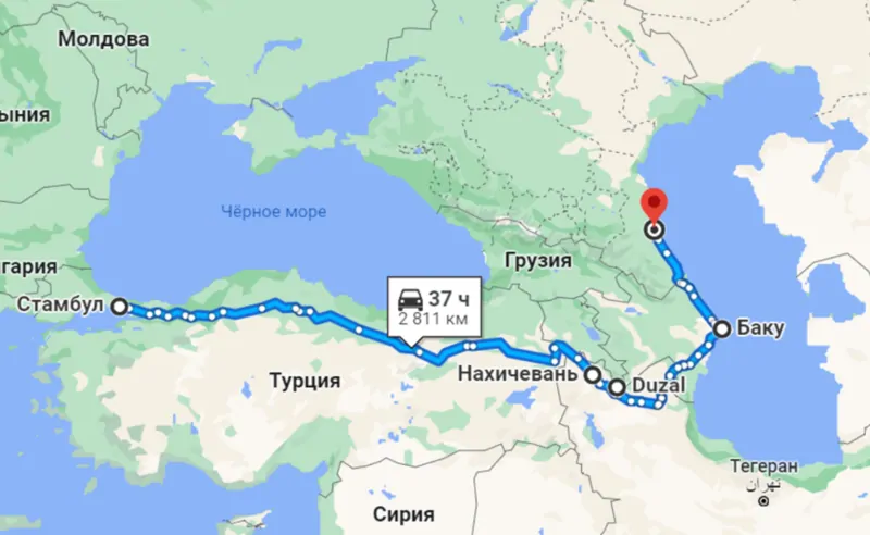 Фото: Автомобильный маршрут доставки грузов из Турции в Россию через Азербайджан и Иран, © oknamedia