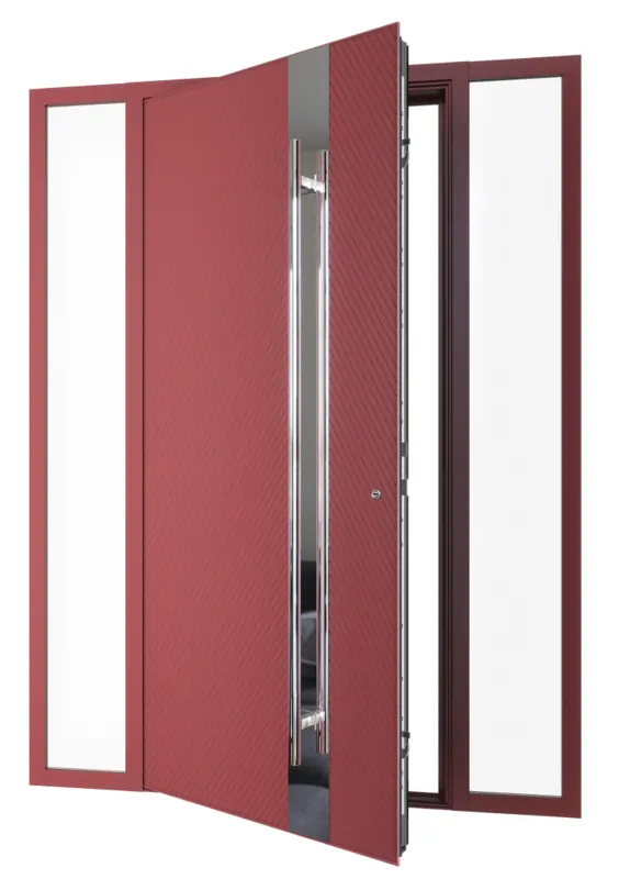 Фото с сайта www.werkerprof.ru Варианты дизайна дверей Werker: серия TermoPlus — из стекла и металла, и Textura — из HPL панелей с разнообразной фактурой 