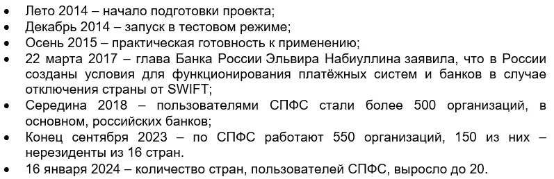 Фото: хронология проекта СПФС Банка России