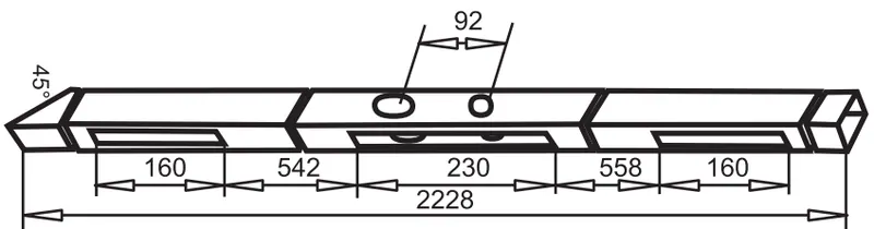 Рис. 18, размеры технологических вырезов под замок в армирующем профиле дверной створки, из технического каталога VEKA, © VEKA