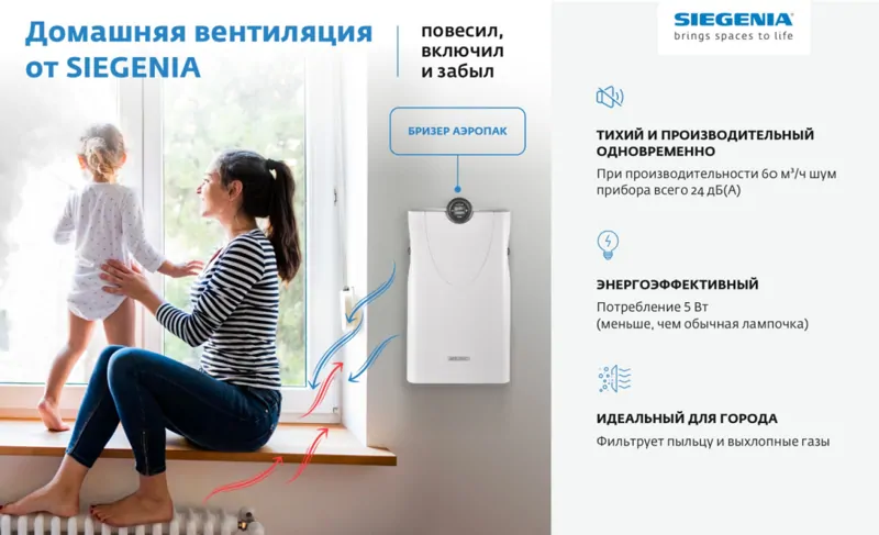 Настенный бризер AEROPAC. © SIEGENIA 