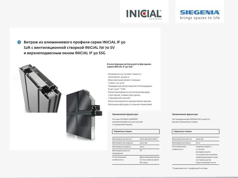 Вентстворка с фурнитурой SIEGENIA ALU axxent LK и верхнеподвесное окно с фурнитурой SIEGENIA CASEMENT © SIEGENIA 