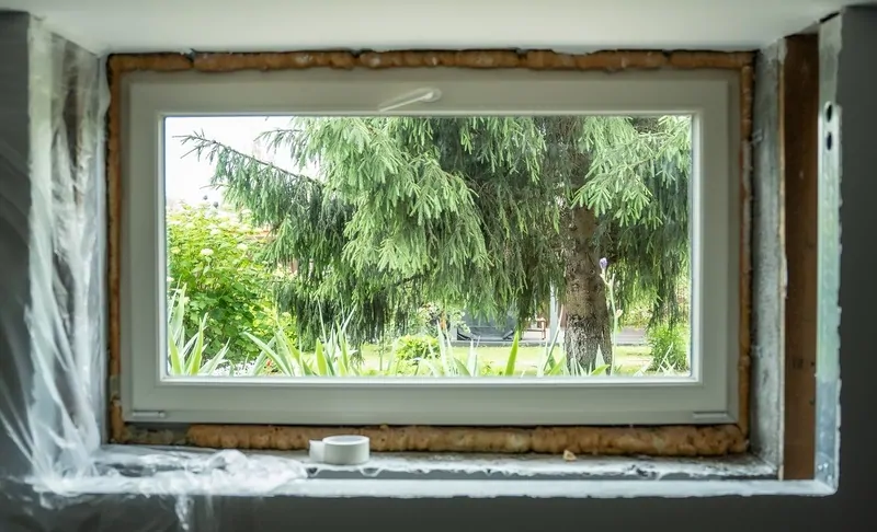 Подготовка к ремонту монтажного шва окна. © oknаmedia 