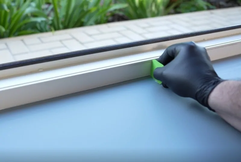 Удаление излишков силикона специальным шпателем, © oknamedia 