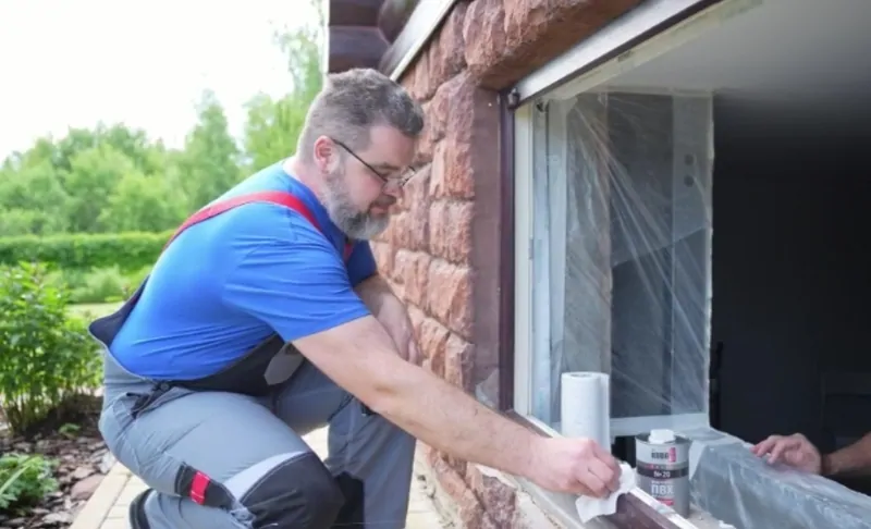 Очистка оконного профиля с помощью очистителя монтажной пены, © oknamedia