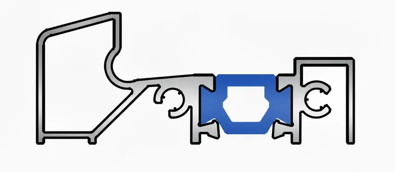 Алюминиевый порог с терморазрывом для дверных систем ПВХ. © ЕТС Групп 