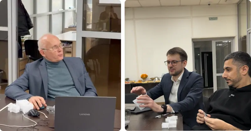 Фото: Главный конструктор АЛРОКС  Николай Алексеевич Бубнов и Дистрибьютор АПС Алрокс  - Рамин Рзаев и Роман Микешин © АЛРОКС 