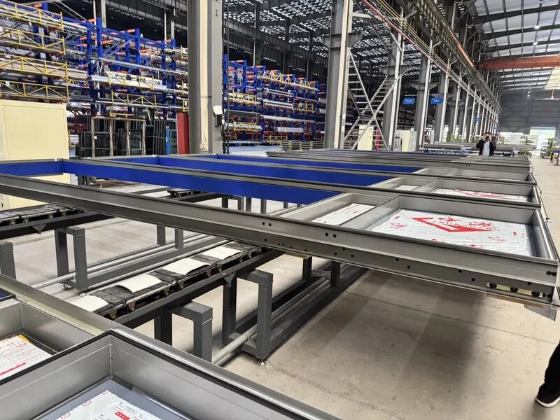 Сборка модулей модульных фасадов на конвейере на производстве в г. Ханчжоу 