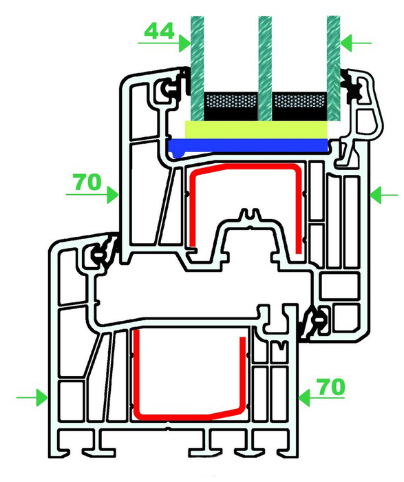 EXPROF Experta позволяет установить стеклопакет толщиной 44 мм*  
