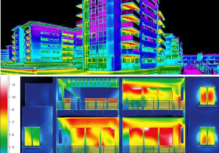 Фото: красные зоны в тепловизоре свидетельствуют о больших потерях тепла